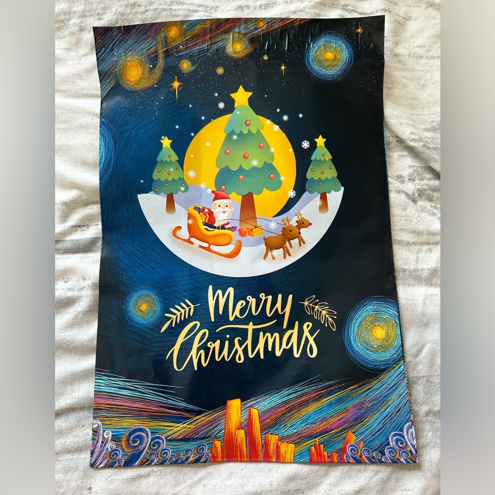 Christmas poly mailer bundle 10 count 10x13, includes thank you cards & stickers